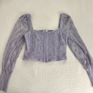 BD Dakota by Steve Madden Lavender Lace Smocked Crop Top